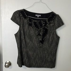 Beautiful black tweed top - cap sleeves